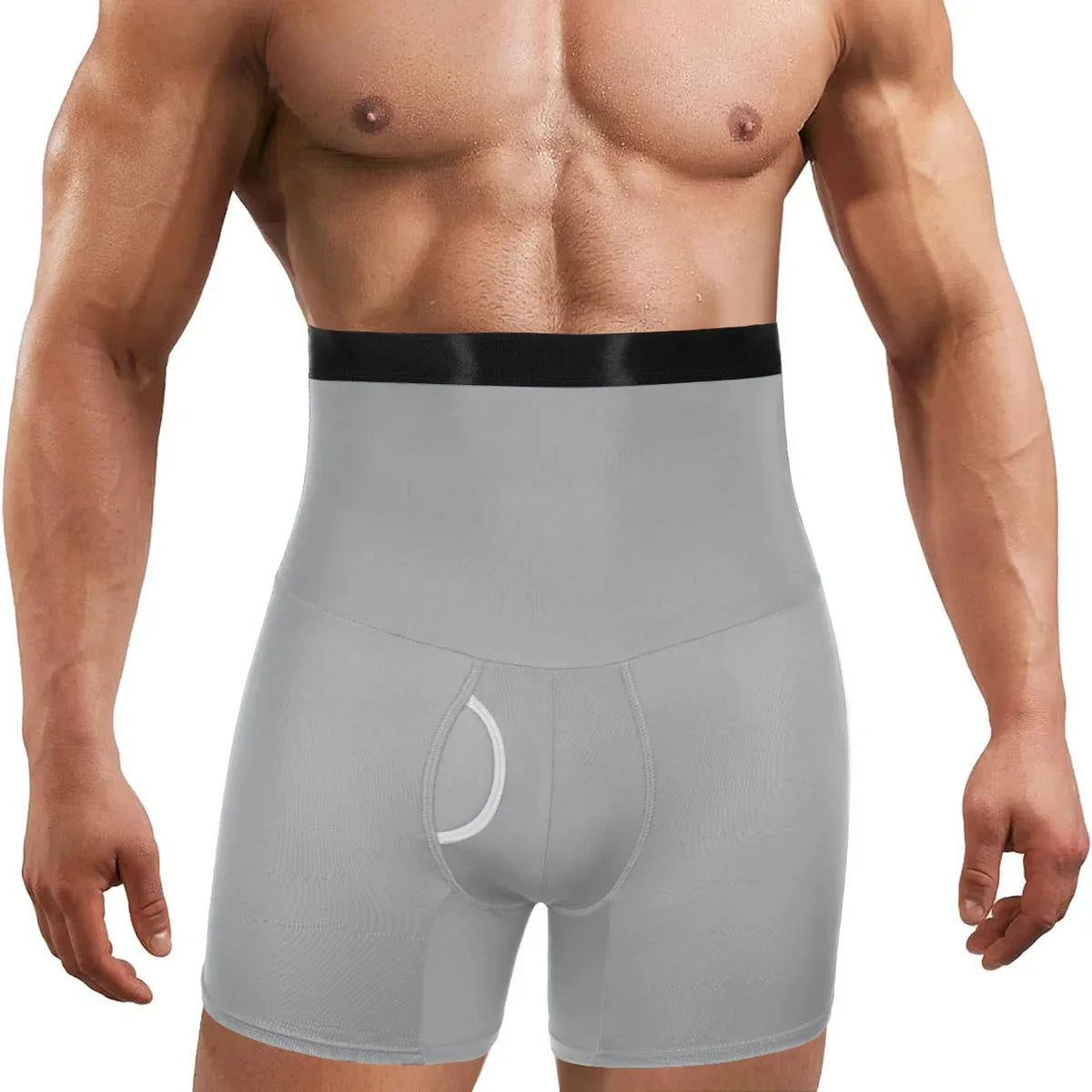 Men's High Waist Body Shaper Boxer Briefs for Tummy Control & Slimming Support