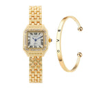 Golden Square Roman Scale Watch Elegant Luxury Timepiece