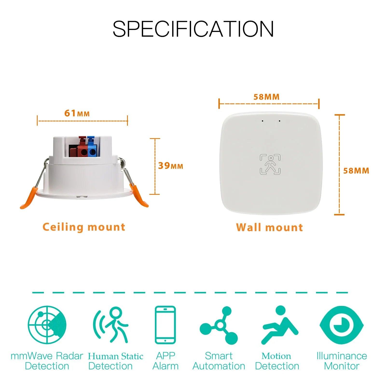 Smart Life Zigbee Presence & Motion Sensor with Radar & Luminance Detection  ourlum.com   