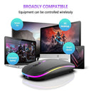 Wireless Mouse Dual Modes Rechargeable RGB Ergonomic Silent Click