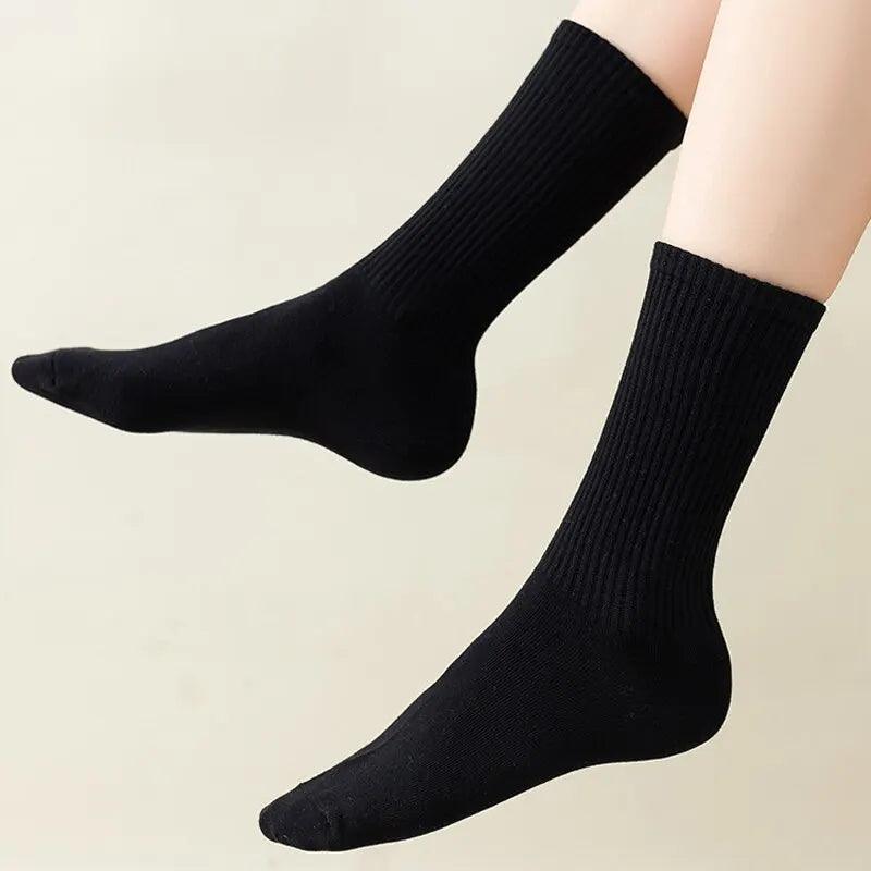 6 Pairs Street Style Harajuku Fashion Men's Socks Set in White and Black - Breathable Polyester Material, Casual Wear for Everyday Comfort - Our Lum  Our Lum   