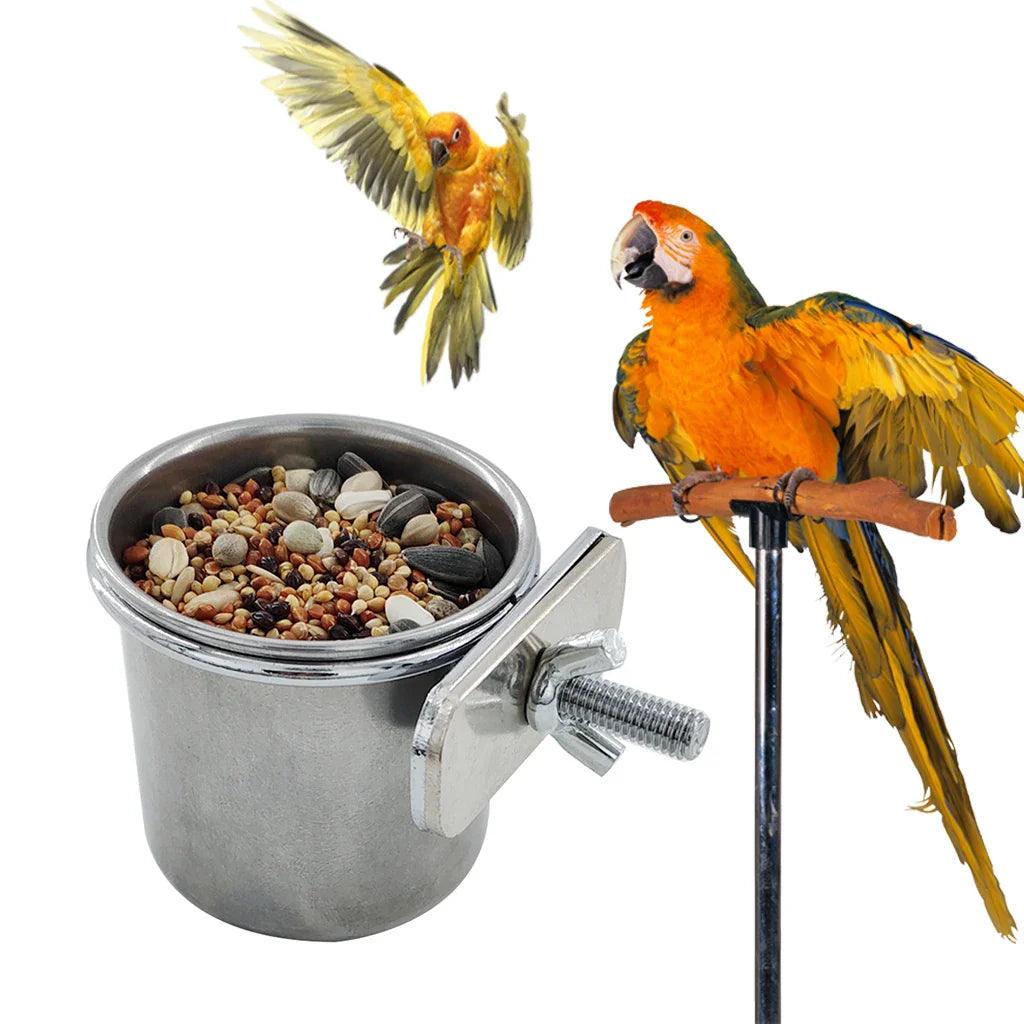 Stainless Steel Hanging Bird Feeder for Parakeet Lovebird  ourlum.com   