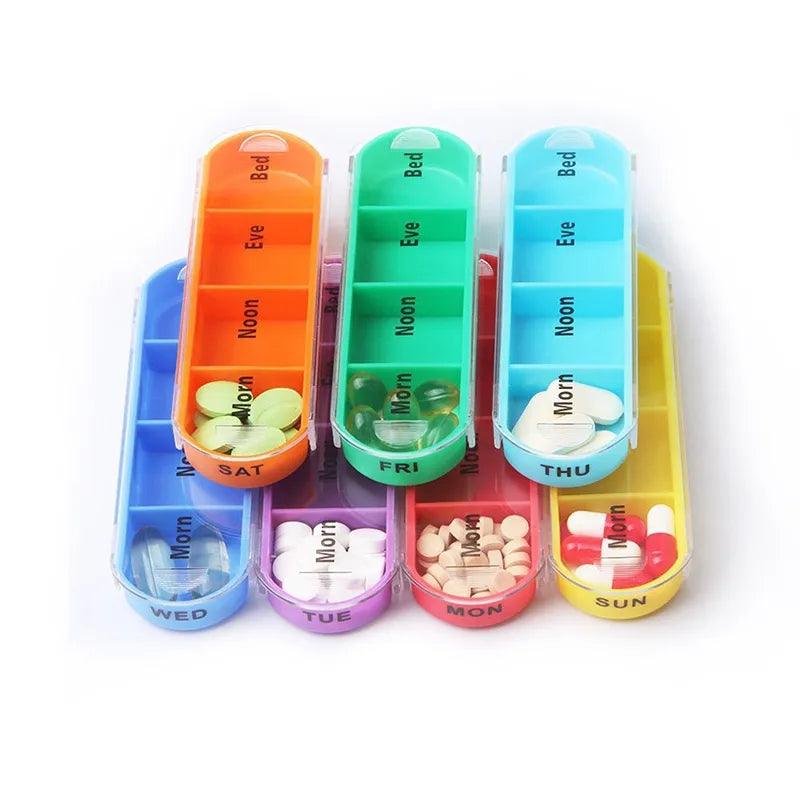 Colorful Pill Organizer: Vibrant Design, Eco-Friendly Materials, Portable Size