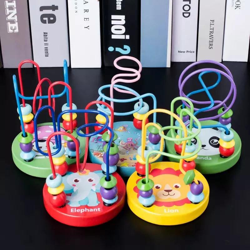 Baby Montessori Wooden Math Toy for Kids: Educational Colorful Bead Maze Abacus Puzzle  ourlum.com   