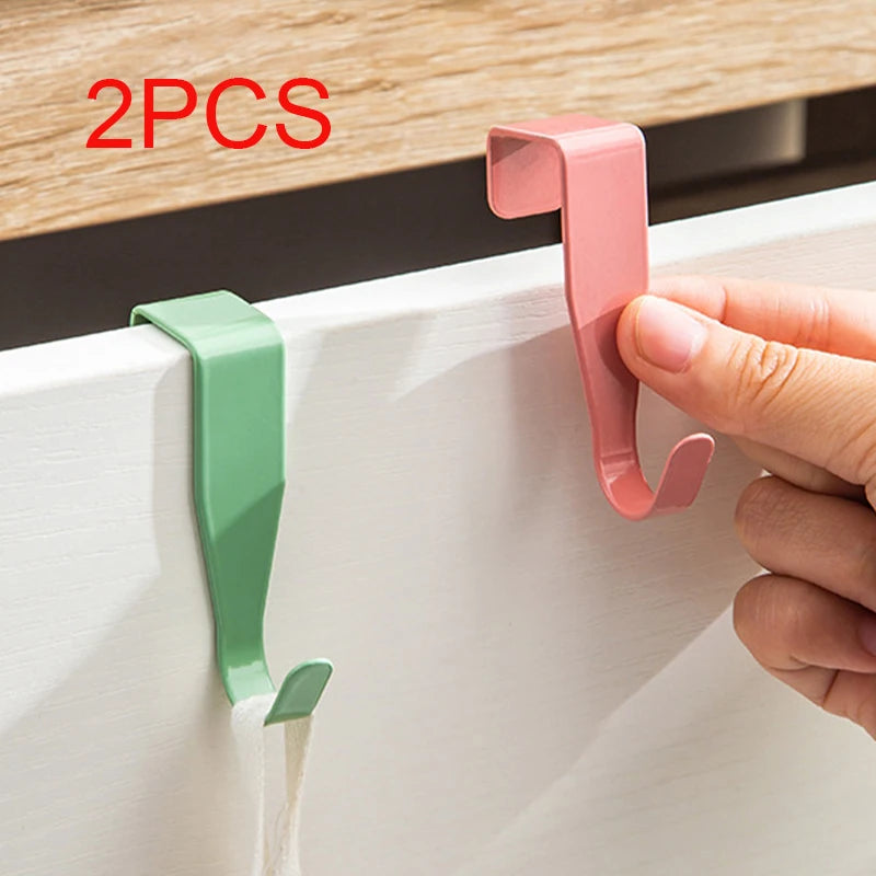 2PCS Cabinet Door Hook Colorful Kitchen Door Rear Hanger Drawer Office Table Key Bag Storage Hook For Home Bathroom Accessories