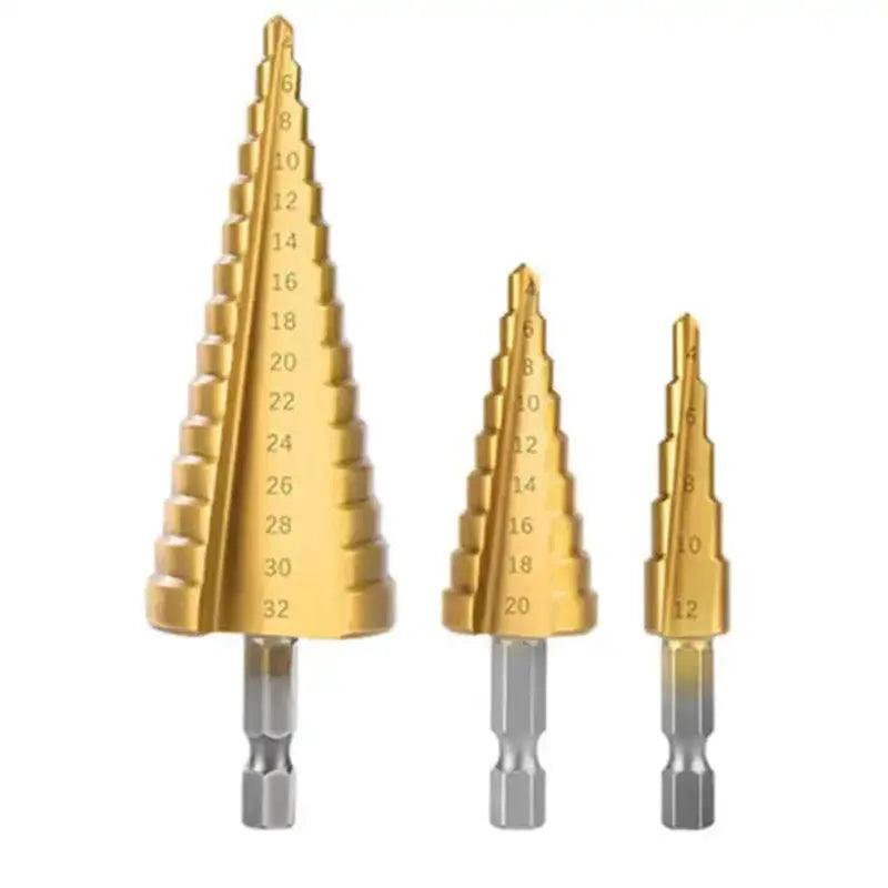 HSS Titanium Coated Step Drill Bit Set: Elevate Your Drilling Game!  ourlum.com   