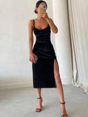 Elegant Velvet Maxi Dress Sophisticated Evening Party Attire