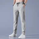 Ice Silk Men's Pants 2023 Summer New Black Gray Casual Wear