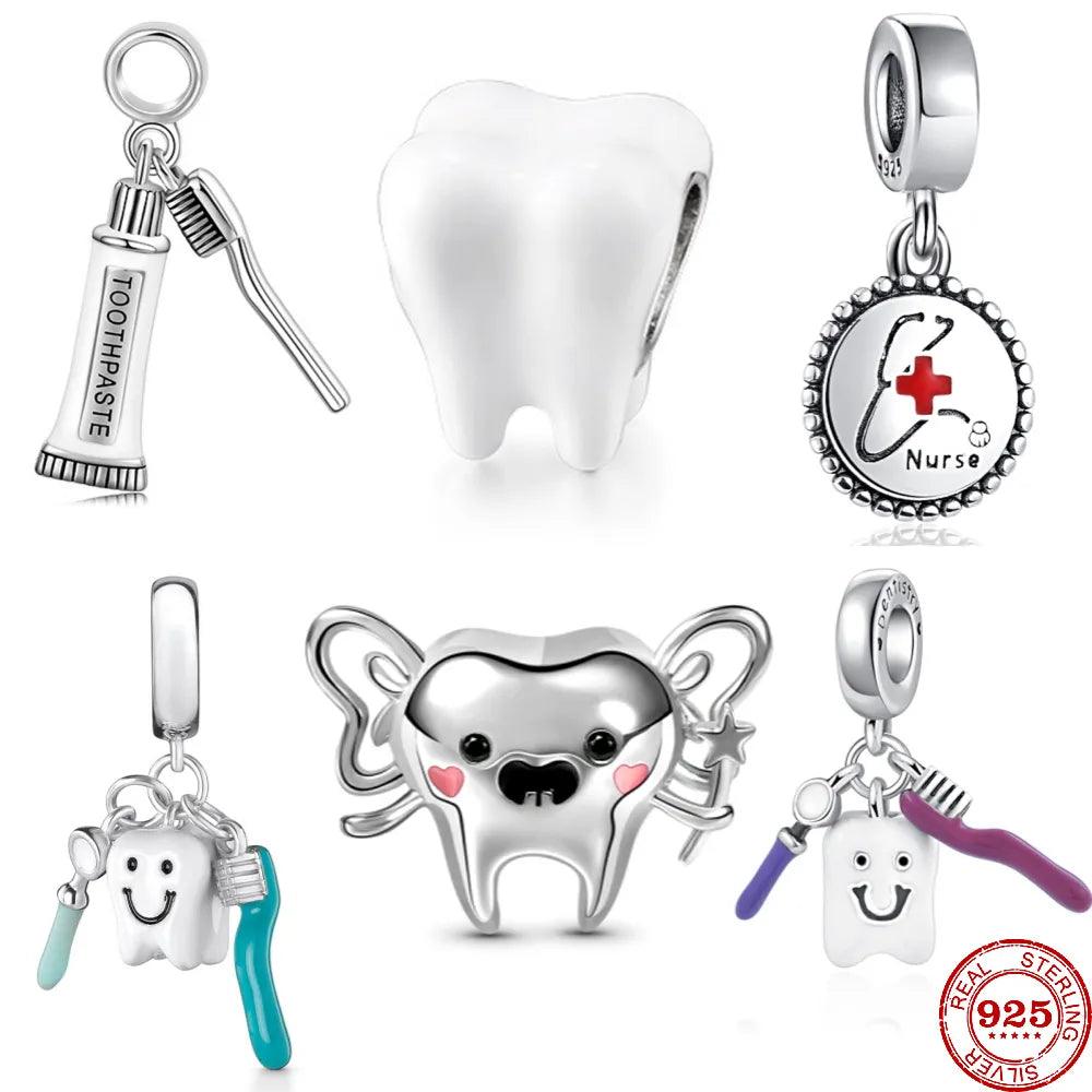 Whimsical Dental Charm Pendant for Pandora Bracelet - 925 Sterling Silver Jewelry  ourlum.com   