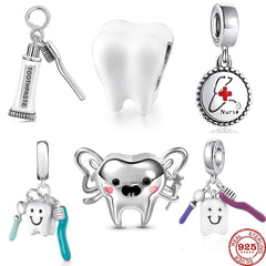 Whimsical Dental Charm Pendant: Sterling Silver Pandora Bracelet Jewelry