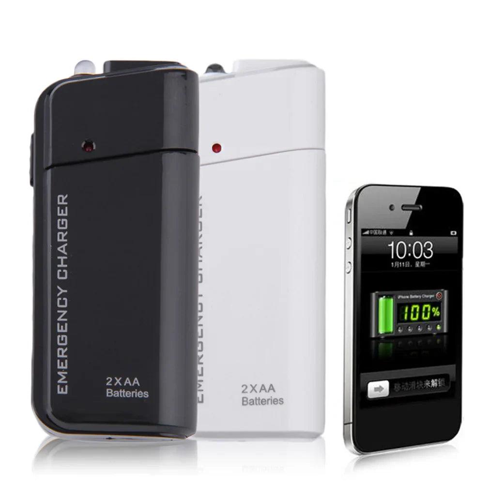 Compact USB AA Battery Power Bank - Emergency Charger for Smartphones and Devices in White