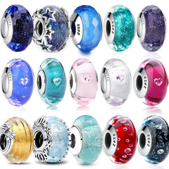Colorful Heart Murano Glass Charm: Sterling Silver for Pandora Bracelets - Elegant & Vibrant Accessory