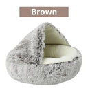 Round Plush Pet Bed with Cover Cozy 2-in-1 Nest for Dogs