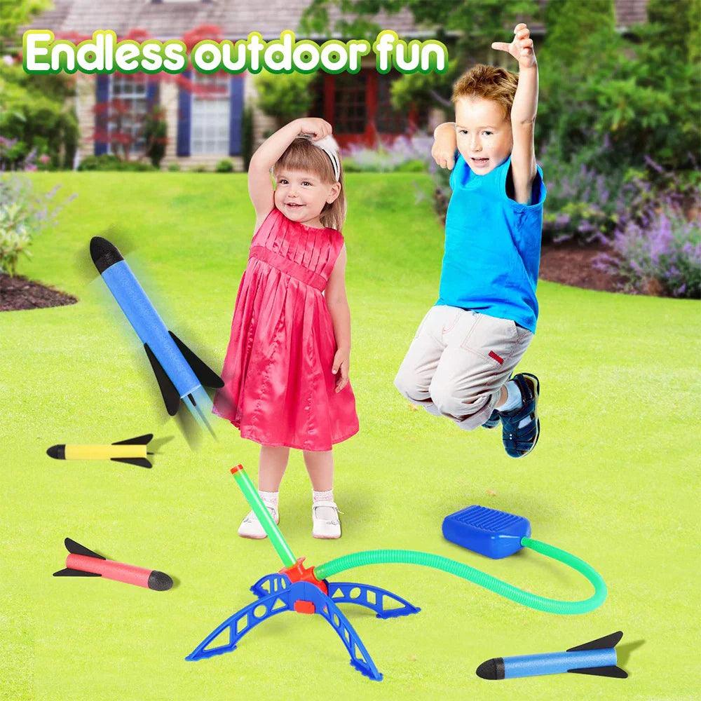 Kid-Powered Air Rocket Launcher Set: Fun Foam Rockets, Adjustable Launch Angle, Premium Quality - Outdoor Sport Game Toy  ourlum.com   