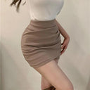 Lucyever Korean Fashion Wrap Skirt Elegant High Waist Style