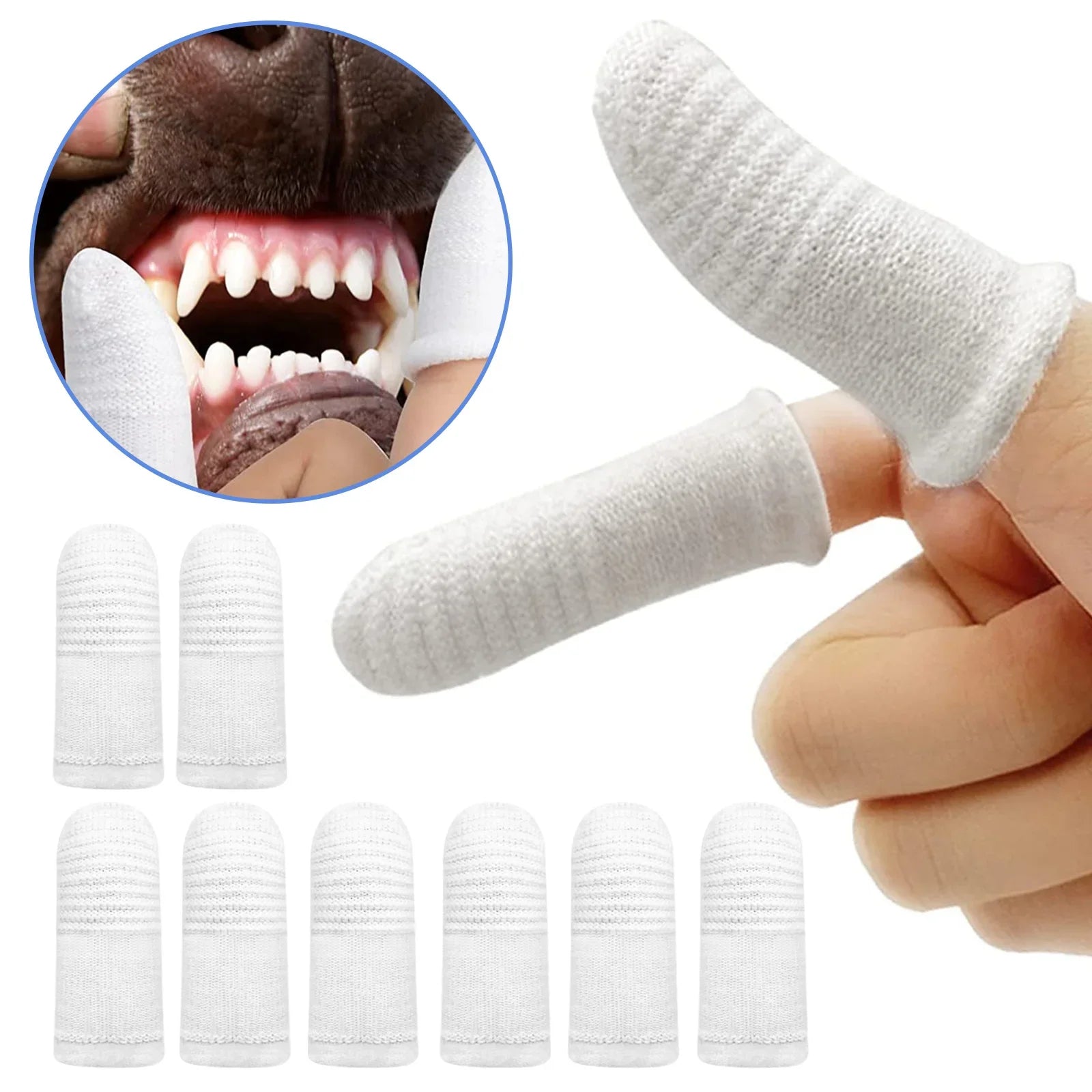 Pet Finger Toothbrush Set for Efficient Oral Care & Cleaning - White Cotton + Nylon Kit  ourlum.com   