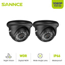 SANNCE 2pcs AHD 1080P HD CCTV Security Cameras Set Black