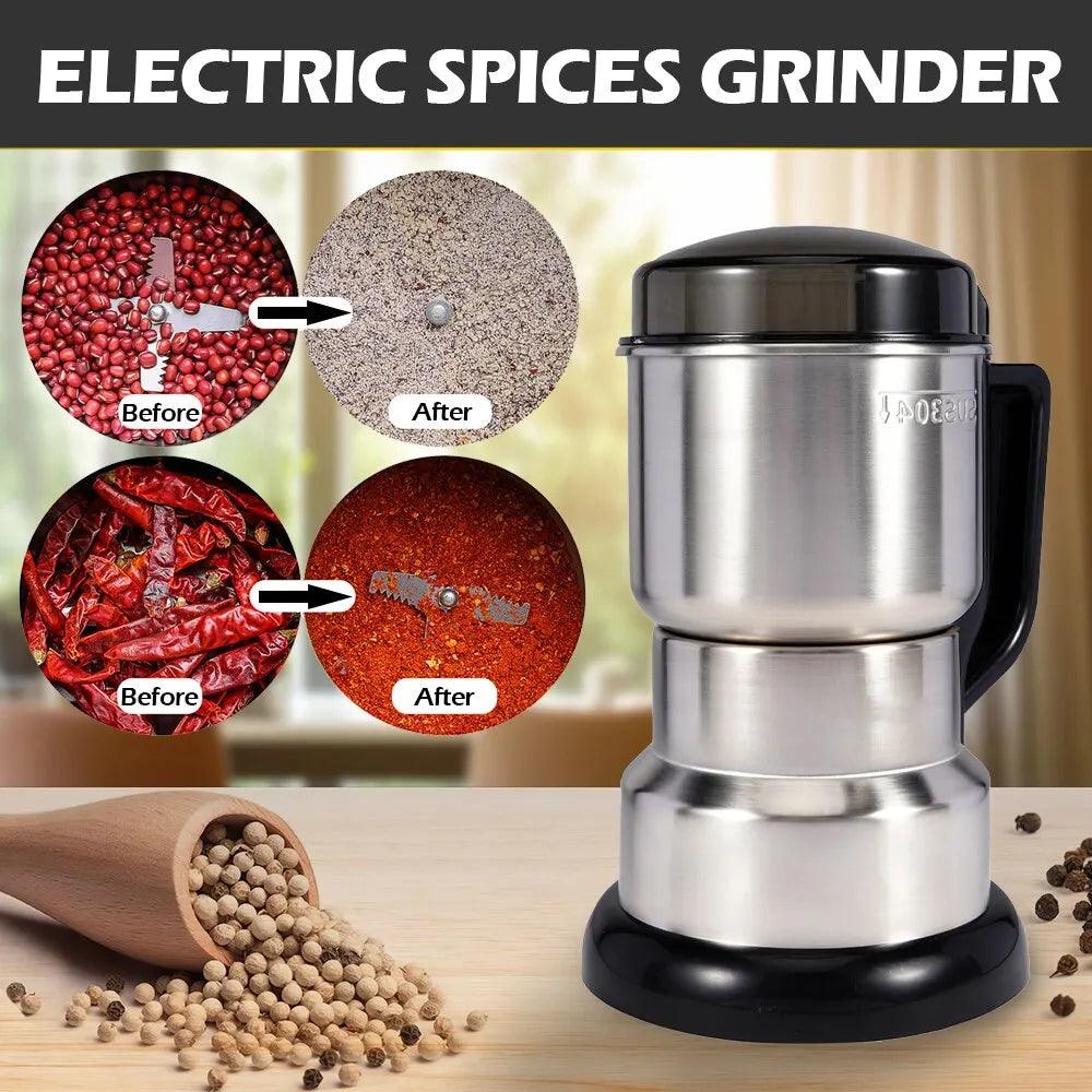Electric Coffee and Spice Grinder with Stainless Steel Housing - Powerful Multifunctional Kitchen Grinder Machine  ourlum.com   