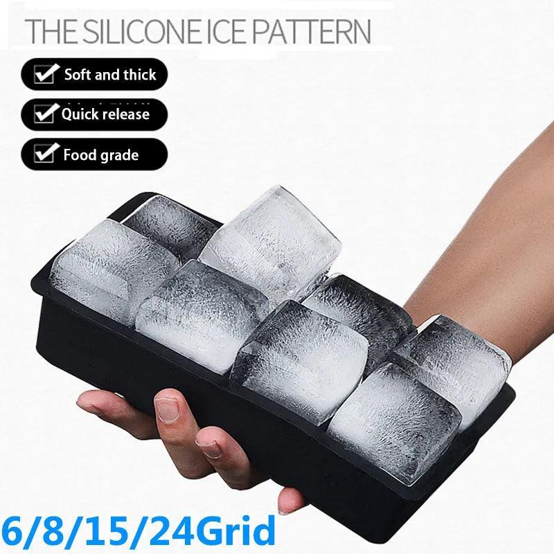 Large Silicone Ice Cube Tray with Multiple Grid Sizes and Temperature Resistant Properties  ourlum.com   