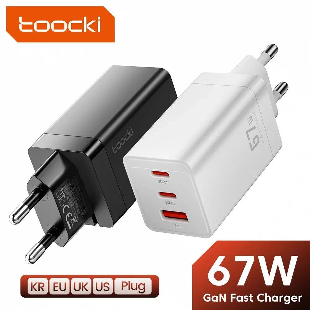 Toocki 67W GaN USB C Multi-Device Fast Charger with GaN Technology and Dual Type-C Ports  ourlum.com   