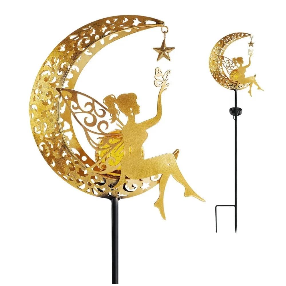 Solar Moon Fairy Lamp Outdoor Garden Iron Flower Fairy Ground Insertion Lamp Lawn Courtyard Decorative Light  ourlum.com   