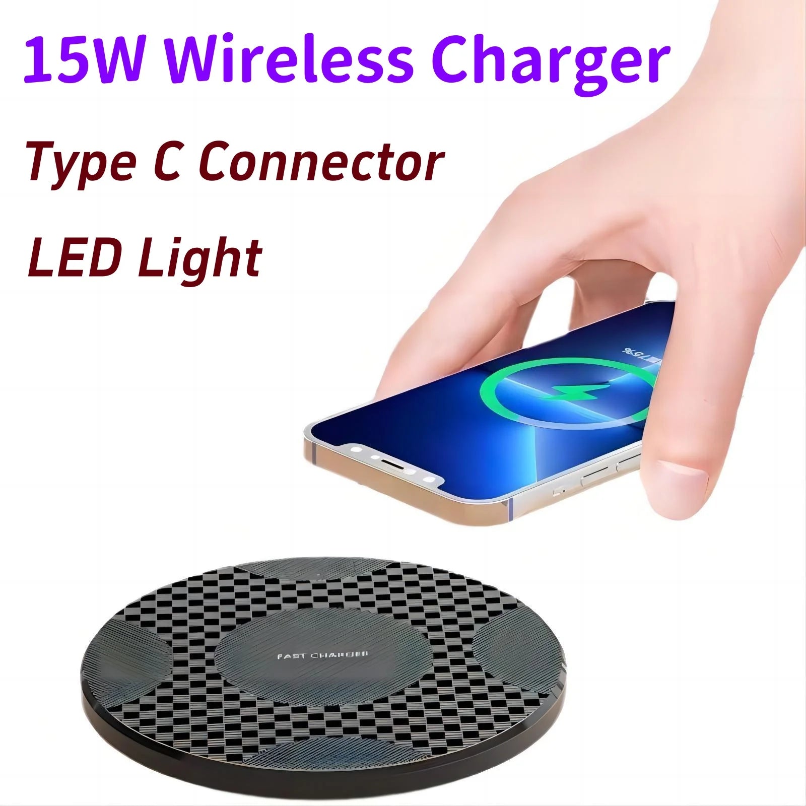 15W Wireless Charger Pad Stand for iPhone 15 14 13 12 11 X 8 Samsung Xiaomi Phone Chargers Induction Fast Charging Dock Station