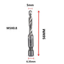 Hex Shank Titanium Plated HSS Tap Drill Bit Set for Metalworking