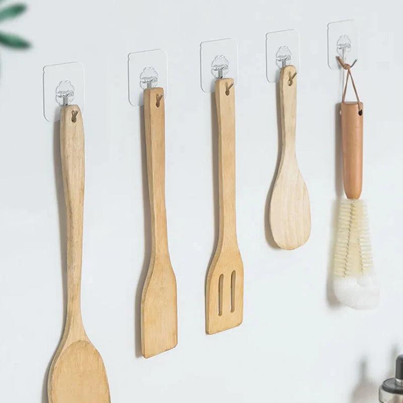 Clear Stainless Steel Adhesive Hooks for Kitchen Bathroom Door Wall Storage  ourlum.com   