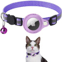 Airtag Collar with Reflective Case and Bells for Cats and Dogs  ourlum.com Purple Neck 22-32cm 