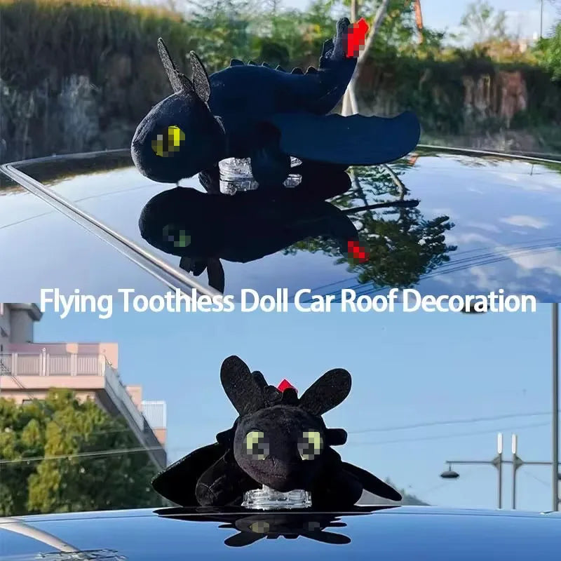 2024 New Car Roof Flying Dragon Ornament Toothless Doll Sunroof Body Decoration-Flying Dragon Car Decoration with Moving Wings