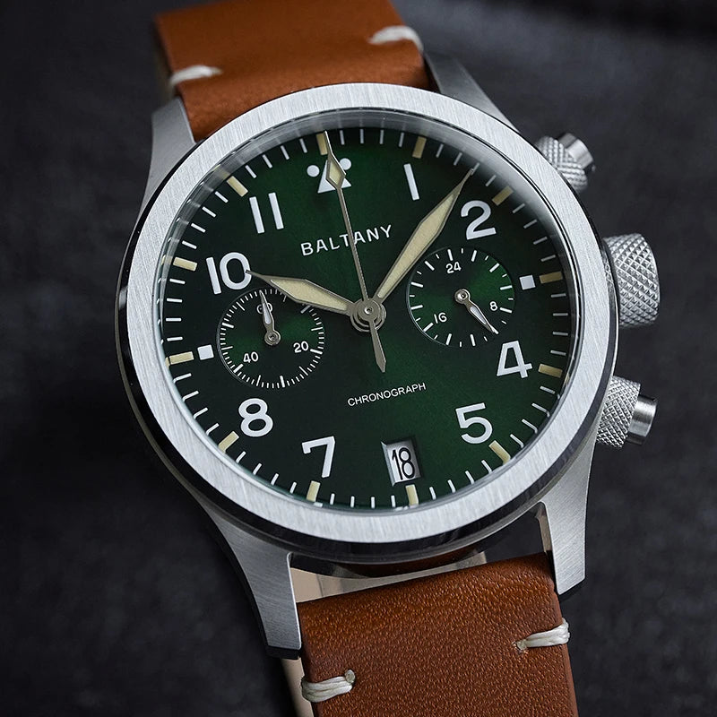 Baltany Military-Inspired Chronograph Calendar Watch with Quartz Movement and 100M Water Resistance  OurLum.com   