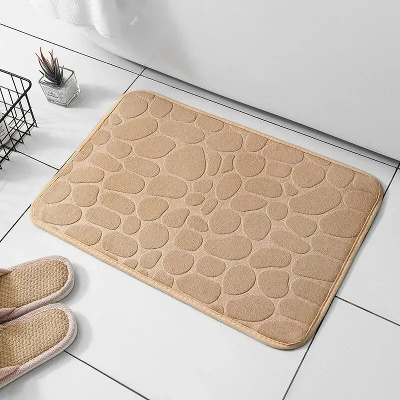 VIKAMA 40X60CM Coral Fleece Pebble Embossed Bathroom Non-Slip Floor Mat Bathroom Floor Mat Floor Bath Mat Room Decoration