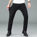 Men's pure black jeans Korean version trendy straight fit pants men's comfortable and elastic classic business jeans