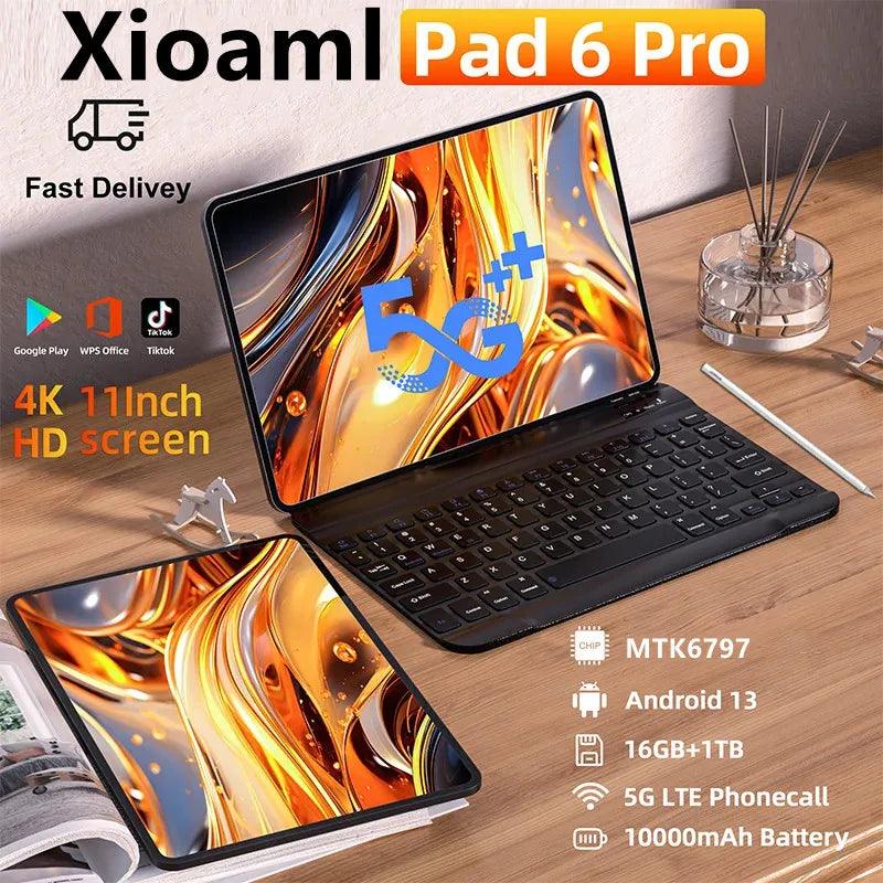 2024 New Pad 6 Pro Tablet  Android 13 16GB 1TB 10 Core 10000mAh WPS GPS Bluetooth 5G Dual SIM  Network Phone Call Mi Tablet PC  ourlum.com   