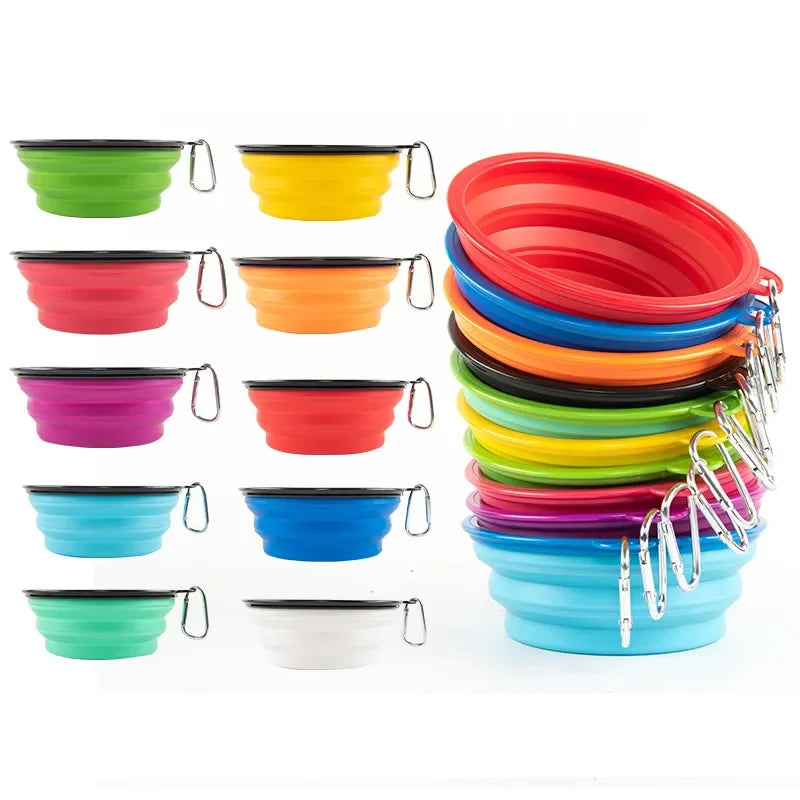 Large Collapsible Silicone Dog Bowl for Outdoor Travel - Portable Food Feeder  ourlum.com   