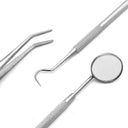 304 Stainless Steel 3pcs Dental Tools Kit with Dental Scraper Mirror Probe Dental Surgery Instruments  ourlum.com   