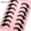 NEW 7Pairs Lashes manga Lashes 3D Clear Band Lashes Natural Look Wispy Mink Eyelashes Fluffy Cat Eye Lashes Pack Fake Eyelashes  ourlum.com 7pairsLF01  