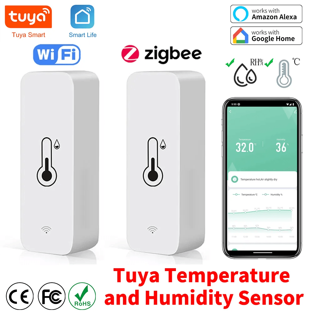 Smart Temperature Humidity Sensor: Voice Control Hygrometer - Smart Home Compatible  ourlum.com   