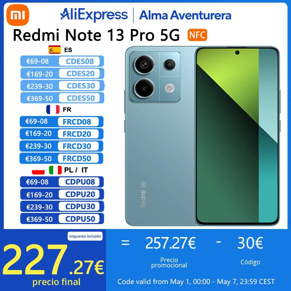 Xiaomi Redmi Note 13 Pro 5G Smartphones NFC Snapdragon 7s Gen 2 120 HZ AMOLED screen 200MP camera 67 W charging 5100 mAh battery local warranty, global version  ourlum.com   