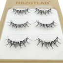 NEW 3D Mink Lashes Natural short Full Strip Lashes Transparent terrier Short Mink Lashes Style False Eyelashes  ourlum.com 3pairsGr  