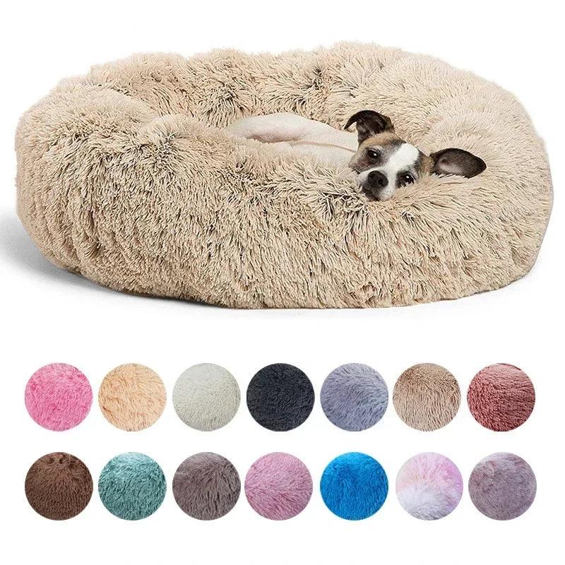 Round Pet Bed: Super Soft Long Plush Winter Warm Sleeping Sanctuary  ourlum.com   