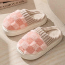 Cozy Plaid Cotton Slippers for Men & Women Warm Stylish