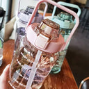 2L Portable Plastic Water Bottle with Straw for Fitness