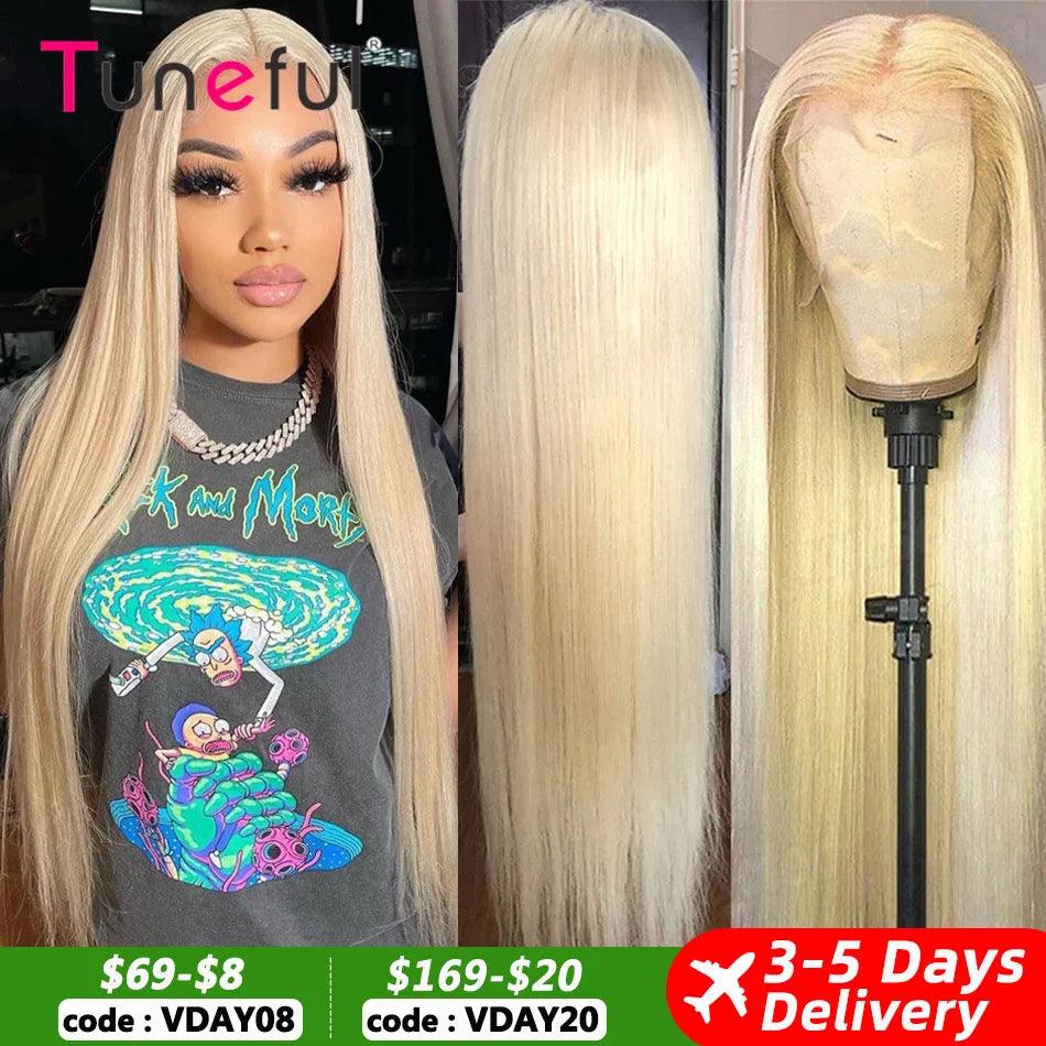 Luxurious 613 Blonde Lace Front Human Hair Wig with HD Transparent Lace - Versatile Styling and Premium Quality  ourlum.com 13x4 HD Frontal Wig CHINA 8 inch bob | 180%