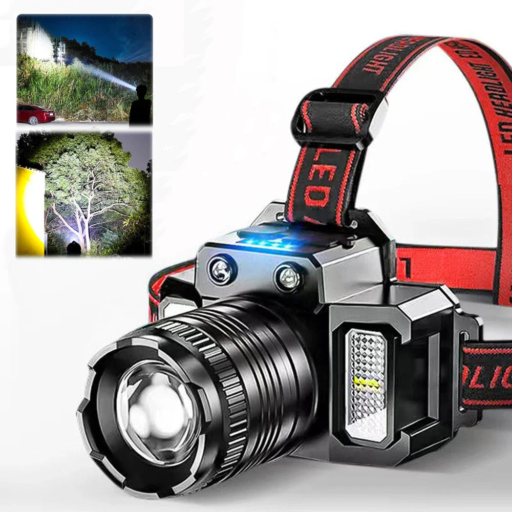 USB Rechargeable Headlamp 2000mah Super Bright Torch Light Induction LED Headlight Waterproof Camping Mobile Power Bank Flashing  ourlum.com   