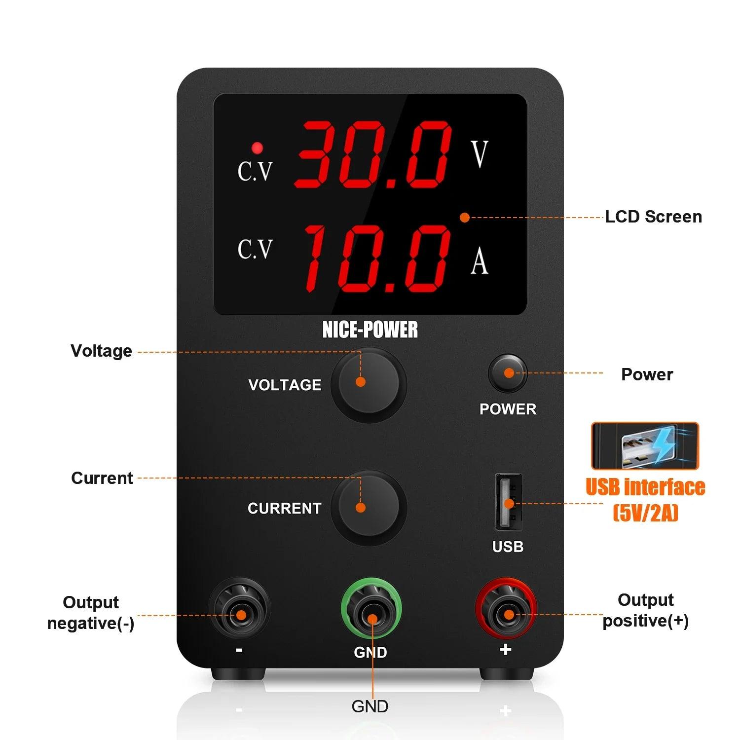 Adjustable Lab Power Supply: High Efficiency Regulator - Precision Control  ourlum.com   