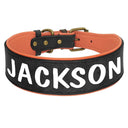 Personalized Leather Dog Collar: Free Print Name - Wide Padded Pet ID for Medium Large Dogs  ourlum.com Personalized BLRE XL 