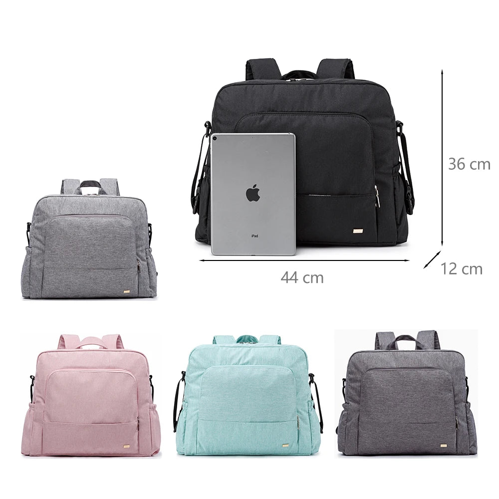 Soboba Solid Diaper Bag Fashion Waterproof Multi-functional Diaper Backpack Nursing Changing Bag for Baby Large Stylish Bag