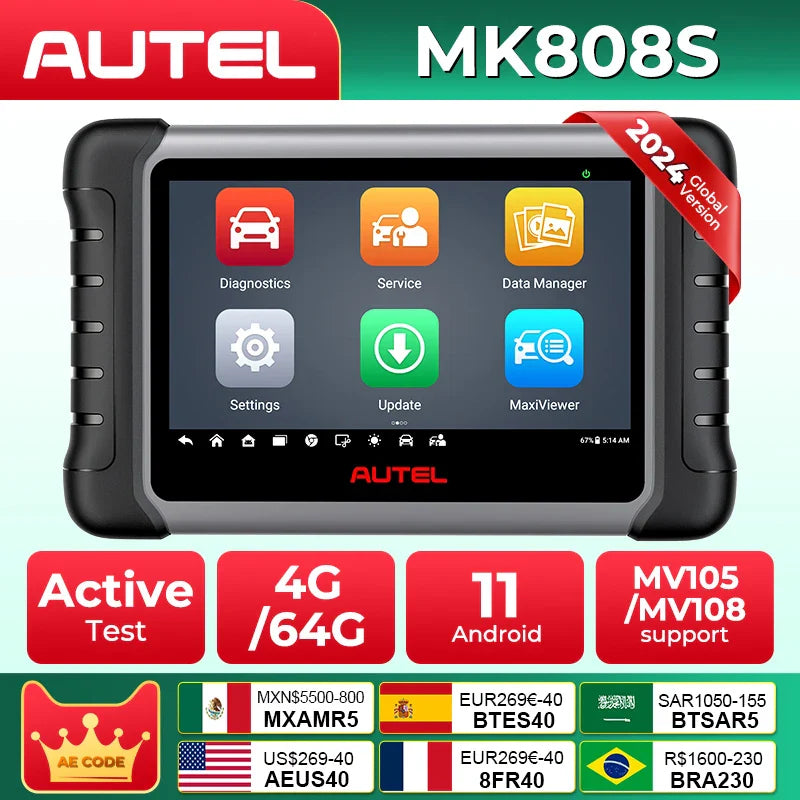 Autel MaxiCOM MK808 MK808S OBD2 Scanner - Advanced Automotive Diagnostic Tool with Bi-Directional Control and TPMS Code Reading