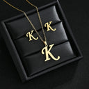 Fashion Stainless Steel Alphabet Initial Necklace Set For Women